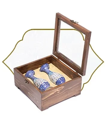 بسته بندی صنایع دستی میناکاری در جعبه چوبی